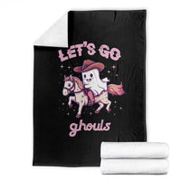 Halloween Cowboy Throw Blanket Let's Go Ghouls Ghost Riding Horse - Wonder Print Shop