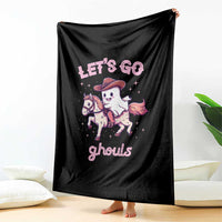 Halloween Cowboy Throw Blanket Let's Go Ghouls Ghost Riding Horse - Wonder Print Shop