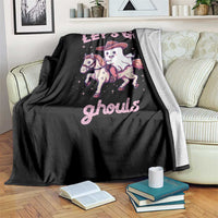 Halloween Cowboy Throw Blanket Let's Go Ghouls Ghost Riding Horse - Wonder Print Shop