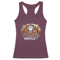 Halloween Cowboy Racerback Tank Top Howdy Ghouls Funny Western Ghost