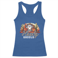 Halloween Cowboy Racerback Tank Top Howdy Ghouls Funny Western Ghost