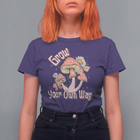 Grow Your Own Way Mushroom Level Up T Shirt For Women - Wonder Print Shop