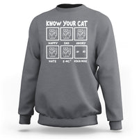 Know Your Cat Happy Sad Angry Hate Or Ninja Mode Sweatshirt - Wonder Print Shop