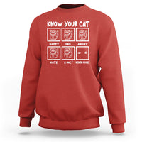 Know Your Cat Happy Sad Angry Hate Or Ninja Mode Sweatshirt - Wonder Print Shop