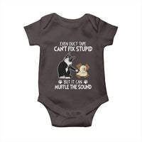 Funny Sarcastic Cat Baby Onesie Duct Tape Can't Fix Stupid But Can Muffle The Sound