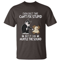 Funny Sarcastic Cat T Shirt Duct Tape Can't Fix Stupid But Can Muffle The Sound - Wonder Print Shop