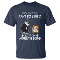 Funny Sarcastic Cat T Shirt Duct Tape Can't Fix Stupid But Can Muffle The Sound - Wonder Print Shop