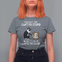 Funny Sarcastic Cat T Shirt For Women Duct Tape Can't Fix Stupid But Can Muffle The Sound - Wonder Print Shop
