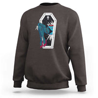 Creepy Halloween Sweatshirt Sexy Zombie Legs Flash Tattoo Coffin - Wonder Print Shop