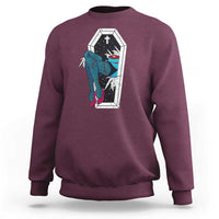 Creepy Halloween Sweatshirt Sexy Zombie Legs Flash Tattoo Coffin - Wonder Print Shop