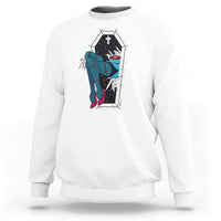 Creepy Halloween Sweatshirt Sexy Zombie Legs Flash Tattoo Coffin - Wonder Print Shop