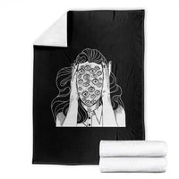 Creepy Aesthetic All Eyes On Me Psycho Girl Throw Blanket - Wonder Print Shop