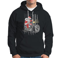 Christmas Santa Claus Riding Motorbike Patriotic USA Hoodie - Wonder Print Shop