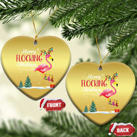 Merry Flocking Xmas Pink Flamingo Christmas Ornament - Wonder Print Shop