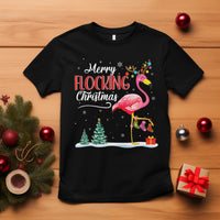 Merry Flocking Christmas Pink Flamingo Funny Xmas Socks T Shirt - Wonder Print Shop