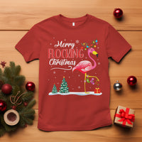 Merry Flocking Christmas Pink Flamingo Funny Xmas Socks T Shirt - Wonder Print Shop