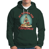 All Booked For Christmas Book Christmas Tree Bookaholic Hoodie - Wonder Print Shop