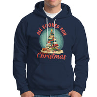 All Booked For Christmas Book Christmas Tree Bookaholic Hoodie - Wonder Print Shop
