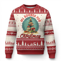 Xmas Book Lover Ugly Christmas Sweater All Booked For Christmas Tree Bookaholic - Wonder Print Shop