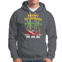 Christmas In Hawaii Hoodie Meowy Kalikimaka Cat Chillin' Ho Ho Ho Xmas Palm Tree - Wonder Print Shop