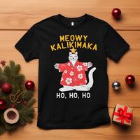 Christmas In Hawaii T Shirt Meowy Kalikimaka Hawaiian Cat Ho Ho Ho Xmas Tree - Wonder Print Shop