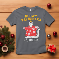 Christmas In Hawaii T Shirt Meowy Kalikimaka Hawaiian Cat Ho Ho Ho Xmas Tree - Wonder Print Shop