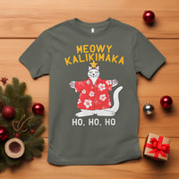 Christmas In Hawaii T Shirt Meowy Kalikimaka Hawaiian Cat Ho Ho Ho Xmas Tree - Wonder Print Shop