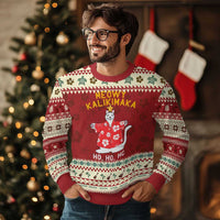 Hawaiian Xmas Cute Cat Ugly Christmas Sweater Meowy Kalikimaka Hawaiian Cat Ho Ho Ho Xmas Tree - Wonder Print Shop