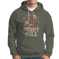 Merry Yule And Winter Solstice Flower Wreath Pentagram Hoodie - Wonder Print Shop