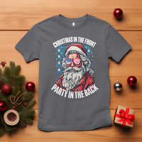Christmas in the Front Party in the Back USA Patriotic Santa T Shirt - Wonder Print Shop