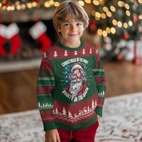 Christmas in the Front Party in the Back USA Patriotic Santa Ugly Christmas Sweater - Wonder Print Shop