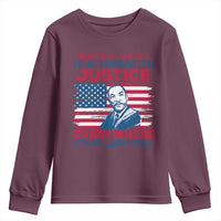 Martin Luther King Jr Day Youth Sweatshirt Injustice Anywhere Is A Threat To Justice Everywhere