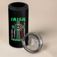 Irish Firefighter 4 in 1 Can Cooler Tumbler Celtic Cross American Flag