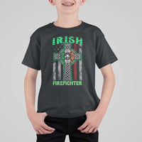 Irish Firefighter T Shirt For Kid Celtic Cross American Flag
