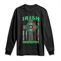 Irish Firefighter Long Sleeve Shirt Celtic Cross American Flag