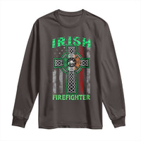 Irish Firefighter Long Sleeve Shirt Celtic Cross American Flag