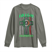 Irish Firefighter Long Sleeve Shirt Celtic Cross American Flag