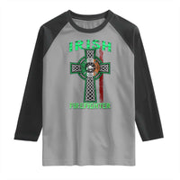 Irish Firefighter Raglan Shirt Celtic Cross American Flag