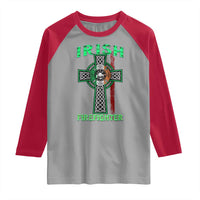 Irish Firefighter Raglan Shirt Celtic Cross American Flag