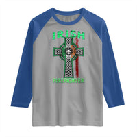 Irish Firefighter Raglan Shirt Celtic Cross American Flag