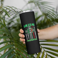 Irish Firefighter Skinny Tumbler Celtic Cross American Flag