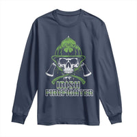 Irish Firefighter Long Sleeve Shirt Shamrock Skull Man Of Fire