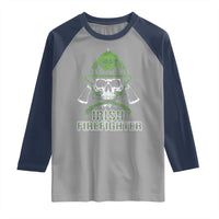 Irish Firefighter Raglan Shirt Shamrock Skull Man Of Fire