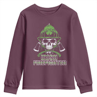 Irish Firefighter Youth Sweatshirt Shamrock Skull Man Of Fire
