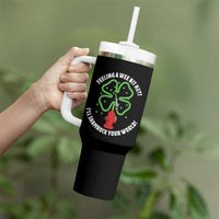 Funny Irish Firefighter Tumbler With Handle Feeling A Wee Bit Hot I'll Shamrock Your World