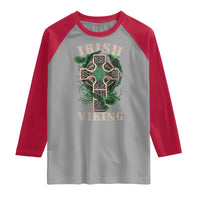 Irish Viking Raglan Shirt Celtic Cross Odin's Raven