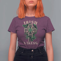 Irish Viking T Shirt For Women Celtic Cross Odin's Raven