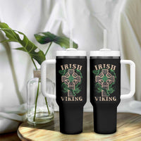 Irish Viking Tumbler With Handle Celtic Cross Odin's Raven