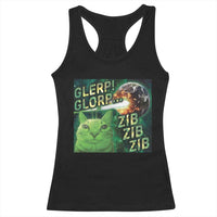 Funny Alien Cat Meme Racerback Tank Top Glerp Glorp Zib Zib