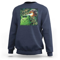 Funny Alien Cat Meme Sweatshirt Glerp Glorp Zib Zib